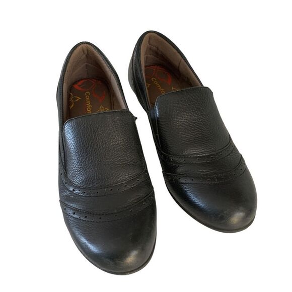 Comfortiva 8 Black Leather Slip on shoes- Women’s Pillowtop Memory Foam comfort - Picture 6 of 10